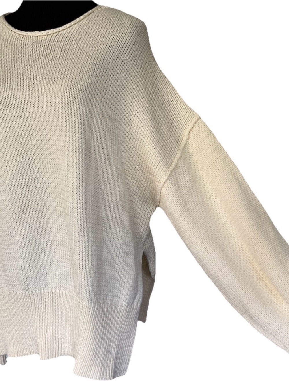 Theory Chunky Slit Mercer Cotton Ecru Sweater Heavy Knit Pullover Side Slits XS - Picture 7 of 10